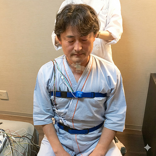 睡眠ポリグラフ検査の様子